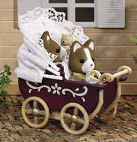 Baby Double Pram - Burgundy